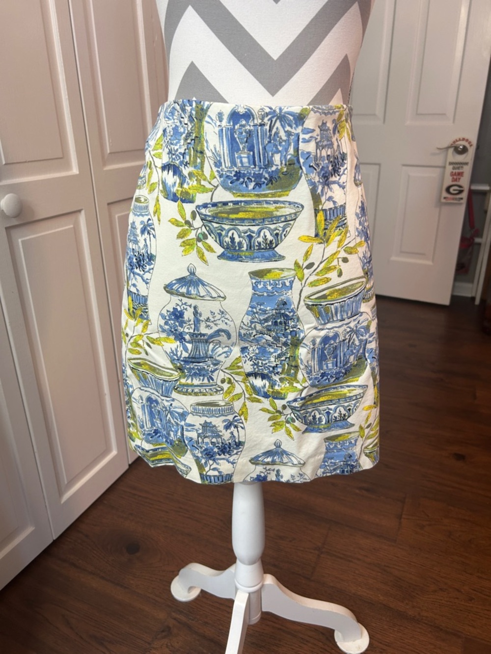 Talbots Blue, Green and White Printed A-Line Skirt